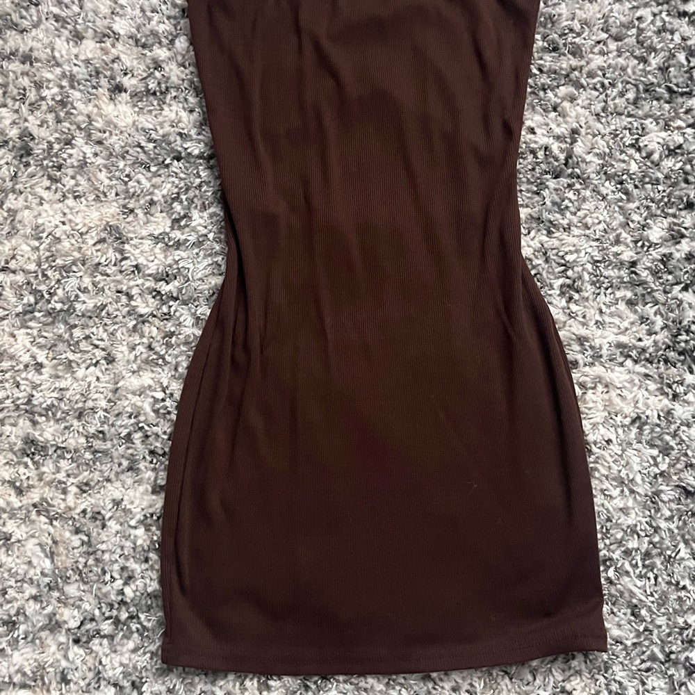 SHEIN Brown Strapless Bodycon Mini Dress